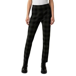 Akris Punto Black Plaid Virgin Wool Blend Straight Leg Trouser Pants Sz 6 Small